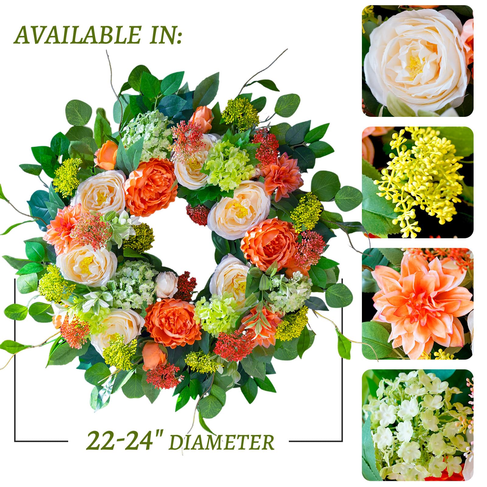 CHvista green hydrangeas wreath lush focal point indoors or outdoors