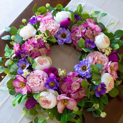 CHvista 24-inch wreath full lush silhouette with premium silk petals for lasting beauty.