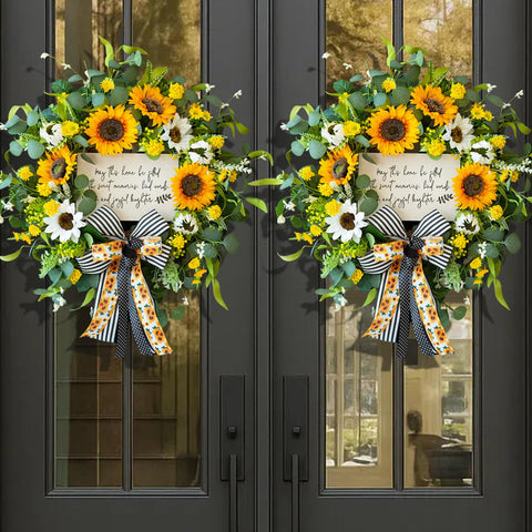Indoor mantel styling with CHvista wreath creates a cheerful focal point.