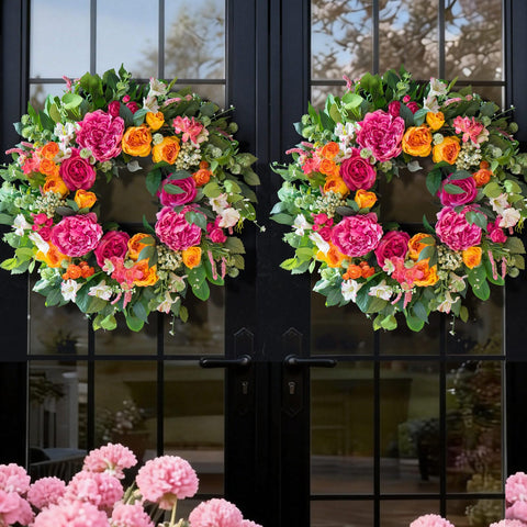 CHvista spring wreath is versatile for doors, walls, mantels, and windows.