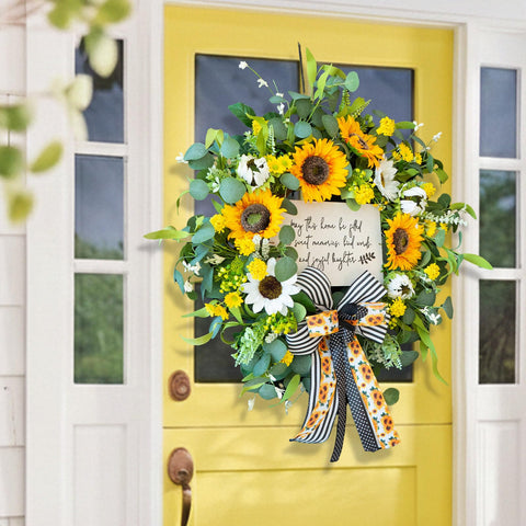 Outdoor porch decor with CHvista wreath complements outdoor living spaces.