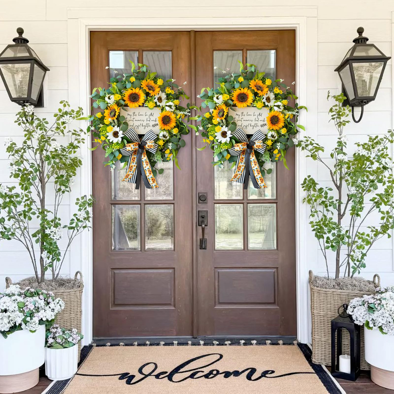 Weather-resistant materials help CHvista wreath maintain color year-round.