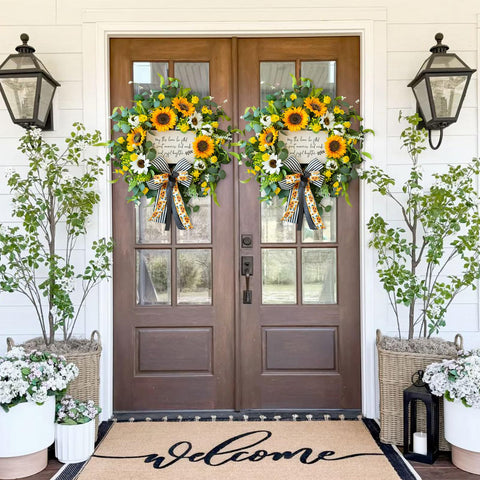 Weather-resistant materials help CHvista wreath maintain color year-round.