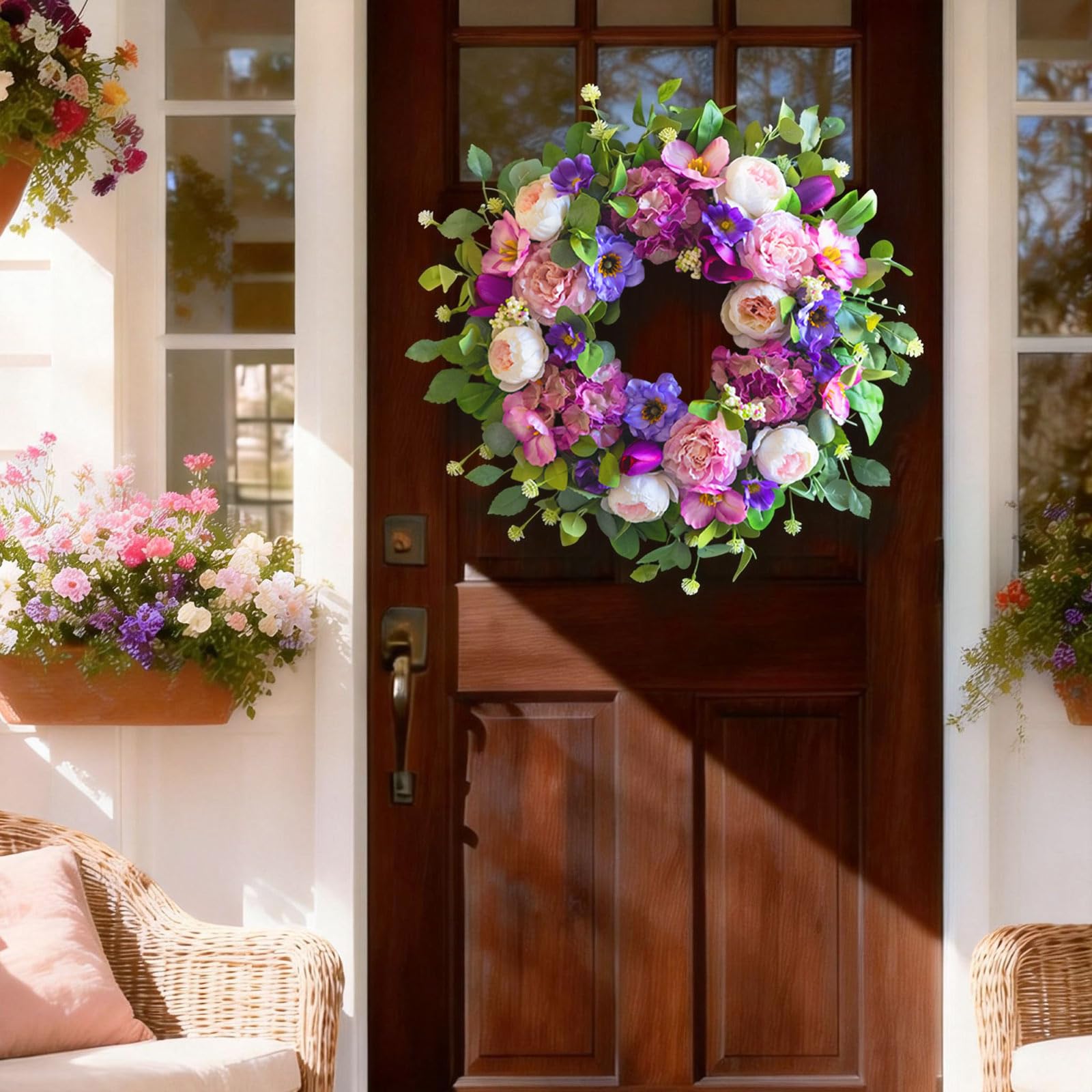 CHvista wedding backdrop wreath adds romantic blush and purple accents for events.