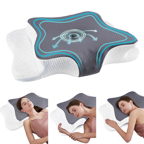 CHxxy cervical neck pillow with concave contour supports neck alignment for restful sleep