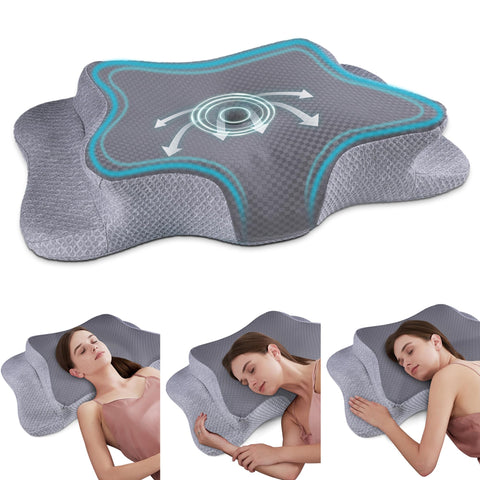 CHxxy Cervical Neck Pillow front view showing ergonomic contour for neck support.