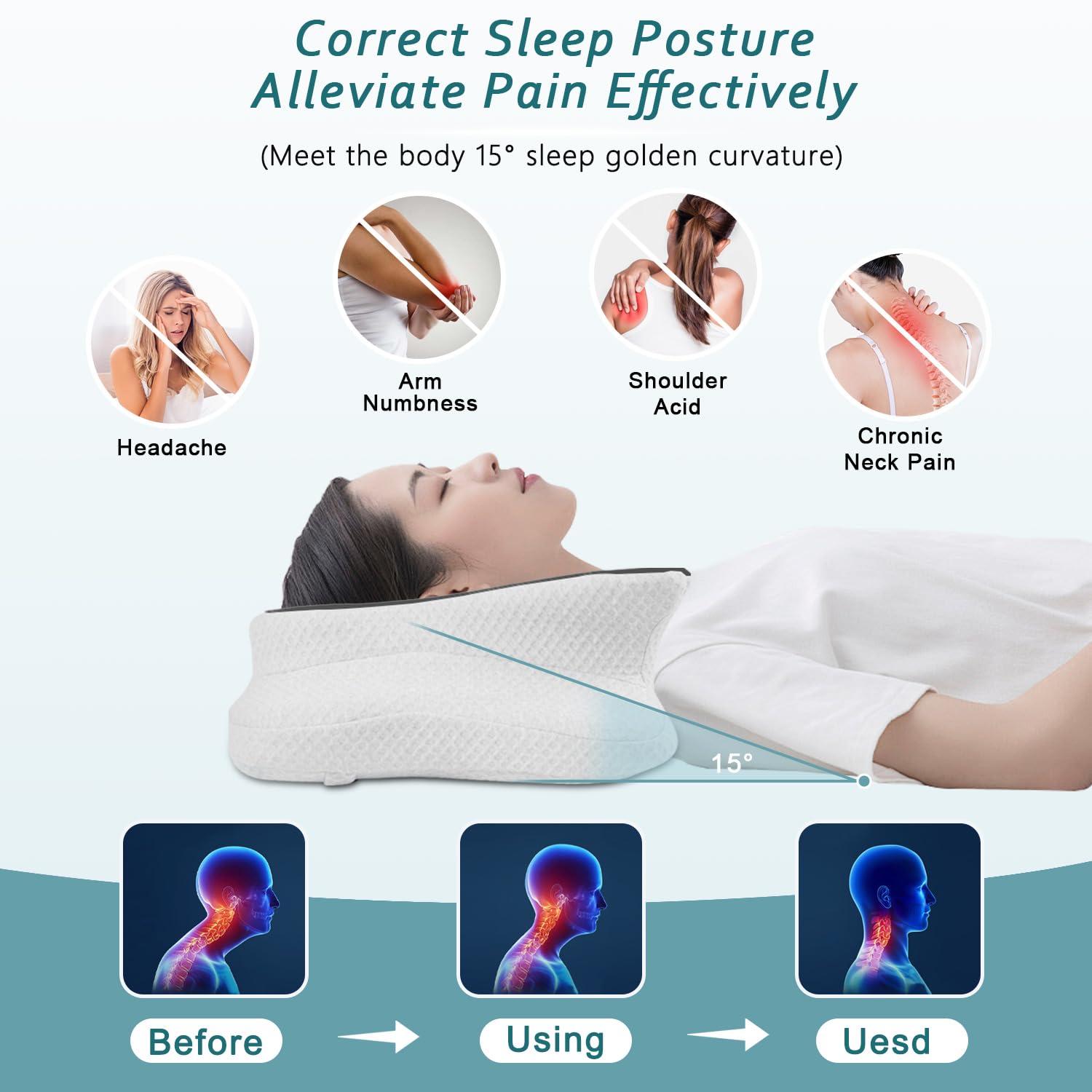 CHxxy cervical neck pillow two-height foam design offers customizable comfort