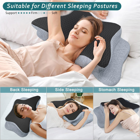 CHxxy pillow configuration for side sleeping supports shoulder and neck alignment.
