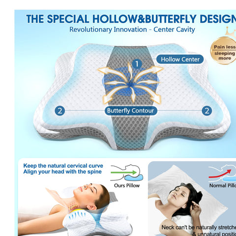 CHxxy memory foam core, CertiPUR-US certified, supports neck comfort.
