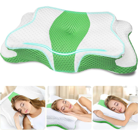 CHxxy memory foam pillow back-shoulder relief supports neck line for versatile sleeping