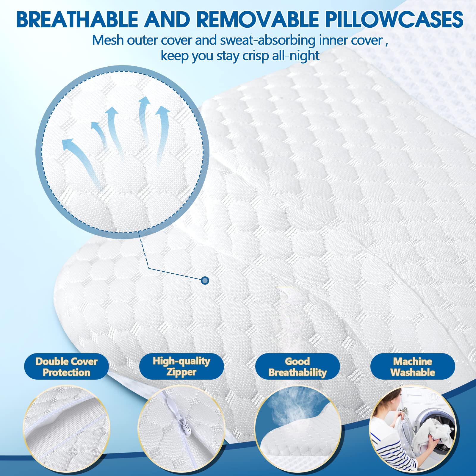 CHxxy memory foam pillow supports head and neck to ease tension.