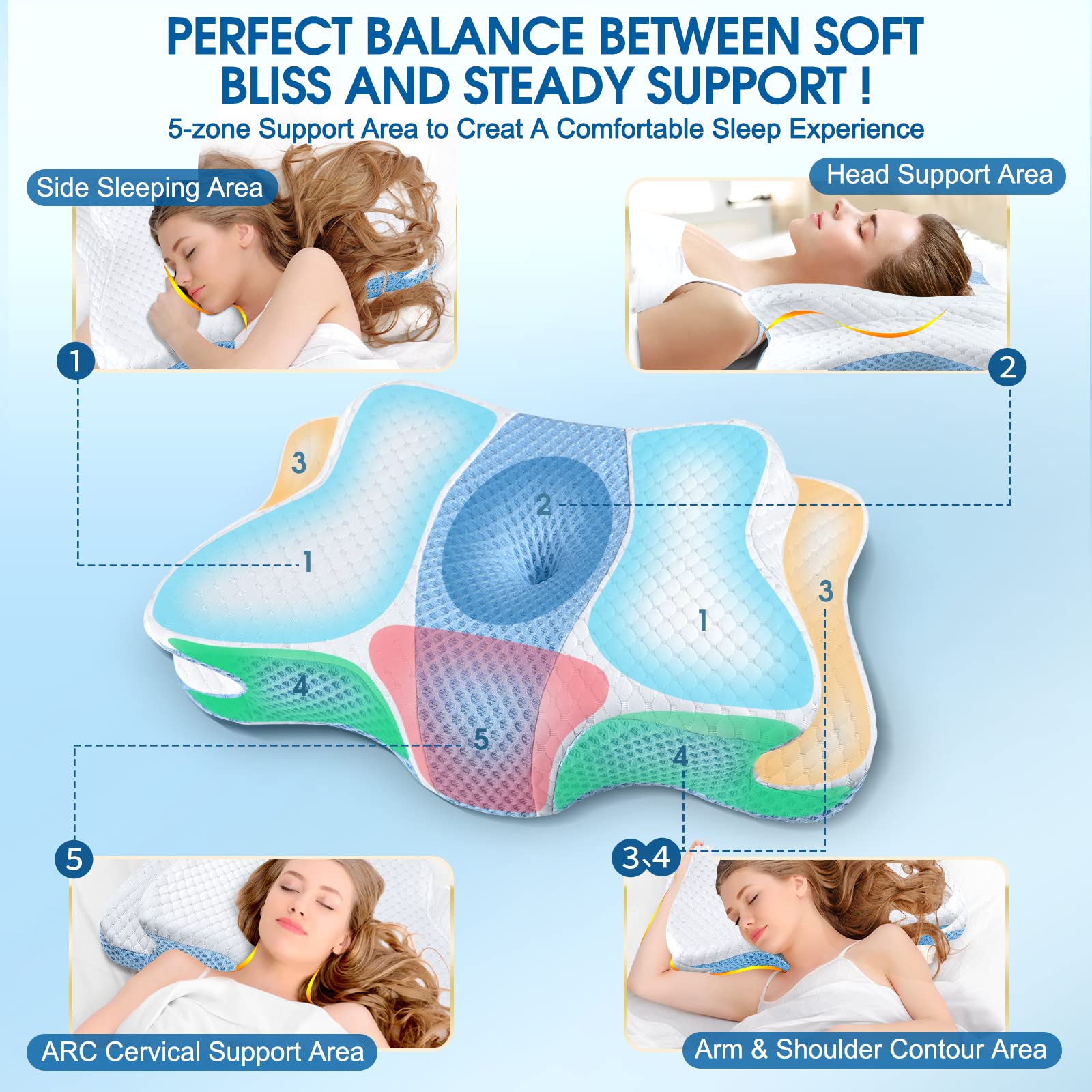 CHxxy Memory Foam Pillow demonstrating two-height options for personalized sleep.
