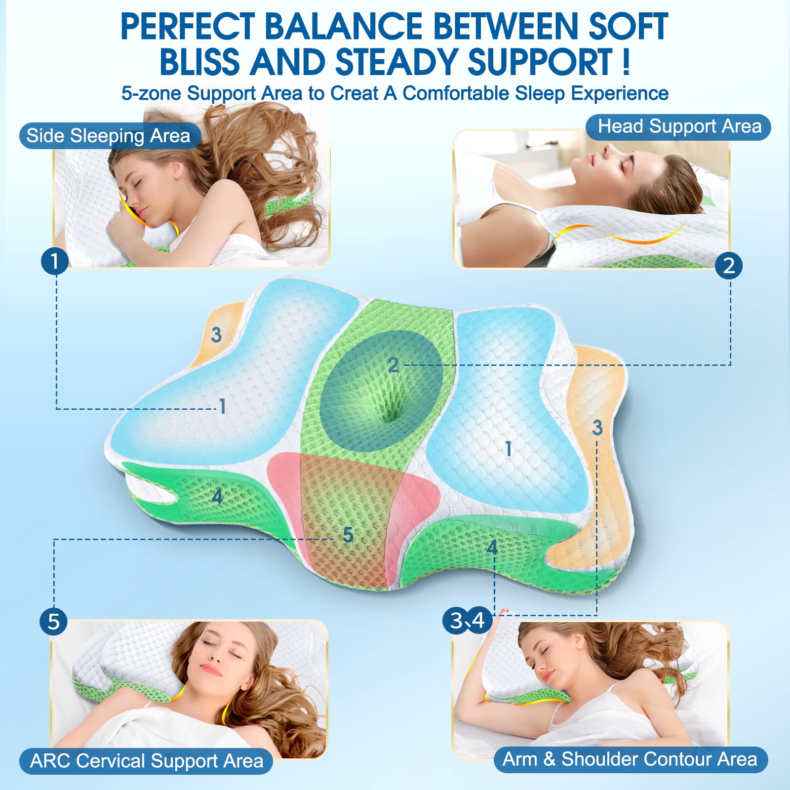 CHxxy memory foam pillow height adjustment enables personalized contour for your sleeping style
