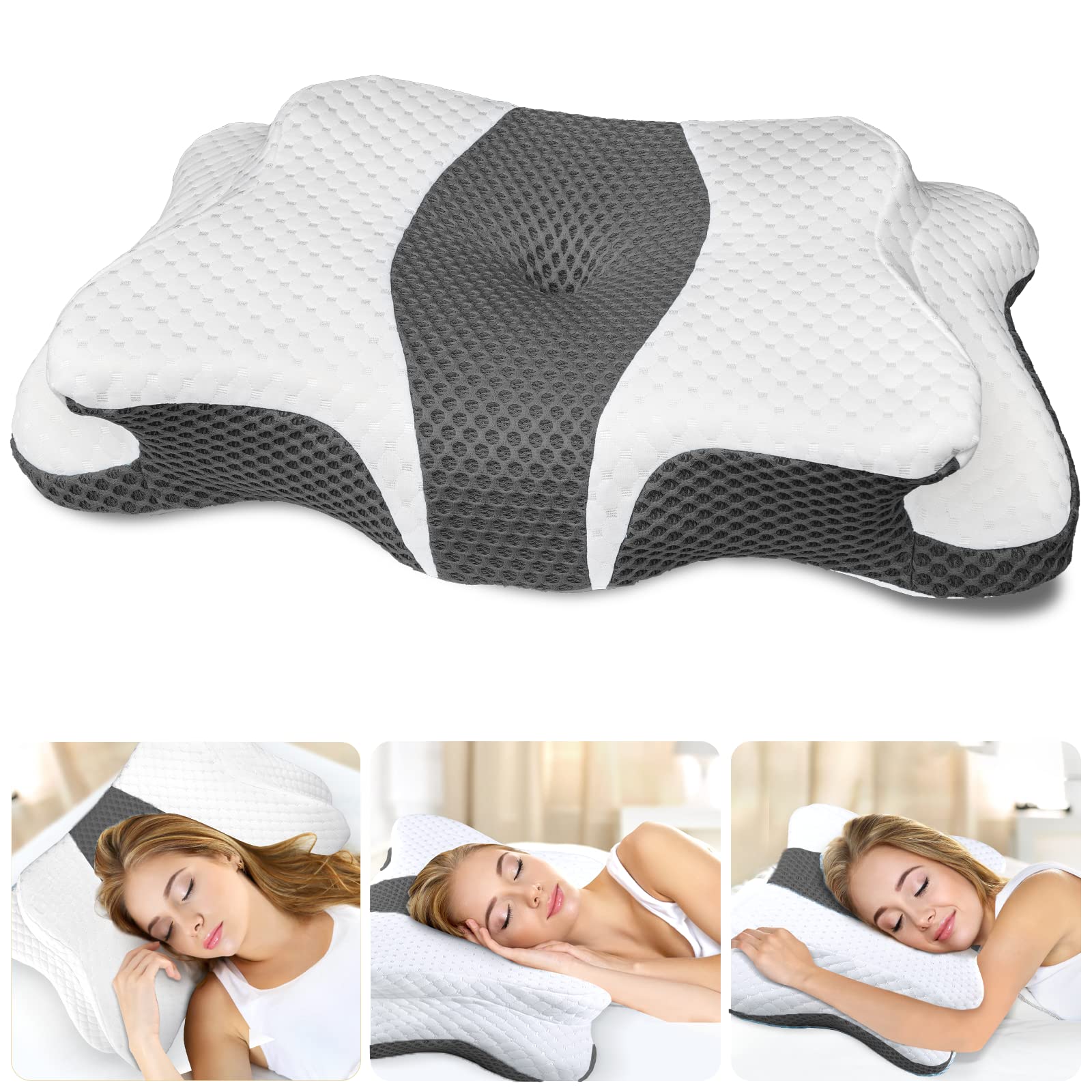 CHxxy Memory Foam Pillow neck contour supports alignment for side sleepers.
