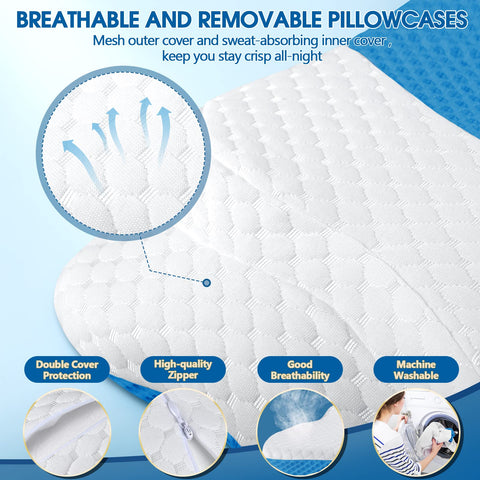 CHxxy memory foam pillow removable cover ready for machine washing.