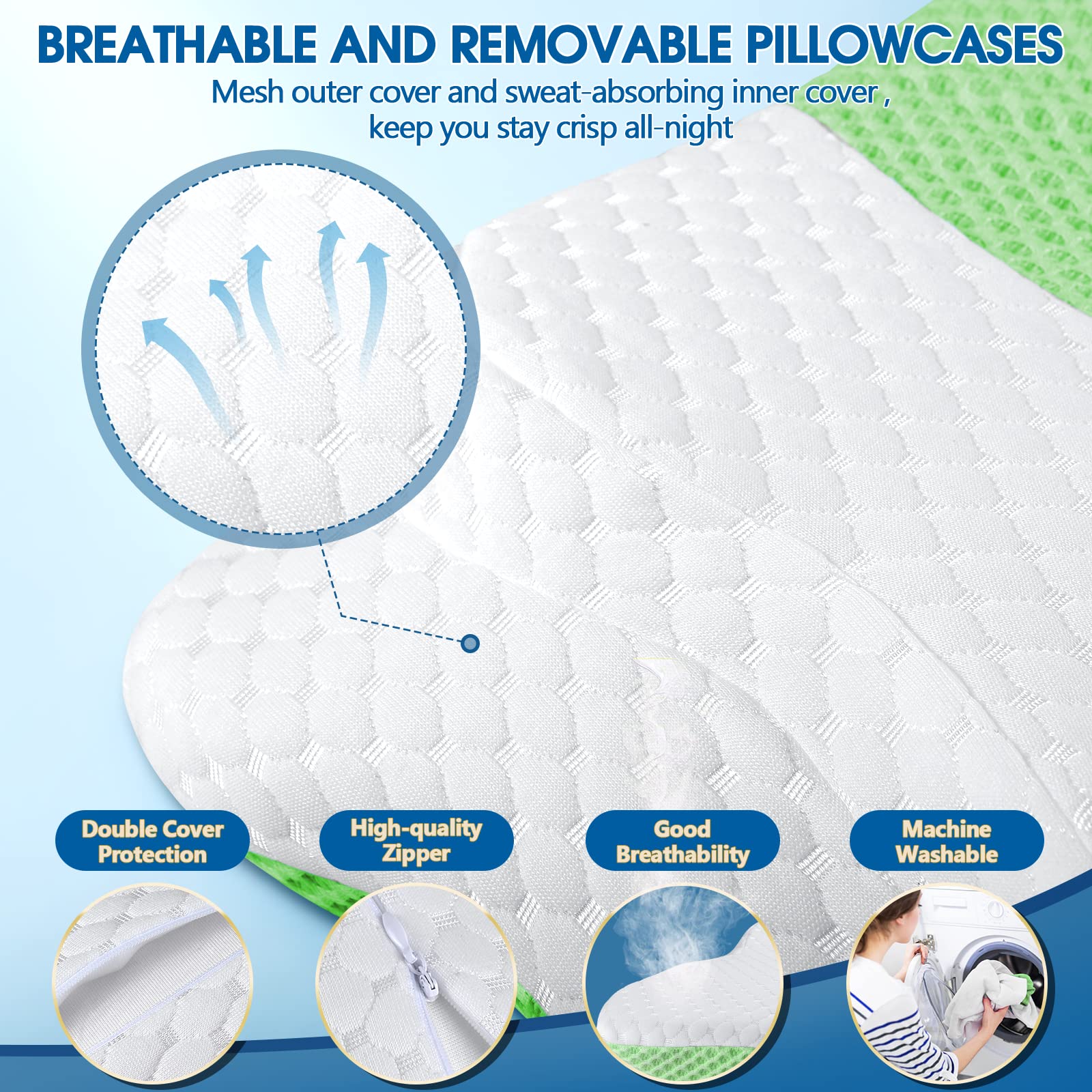 CHxxy memory foam pillow removable cover makes washing easy and convenient