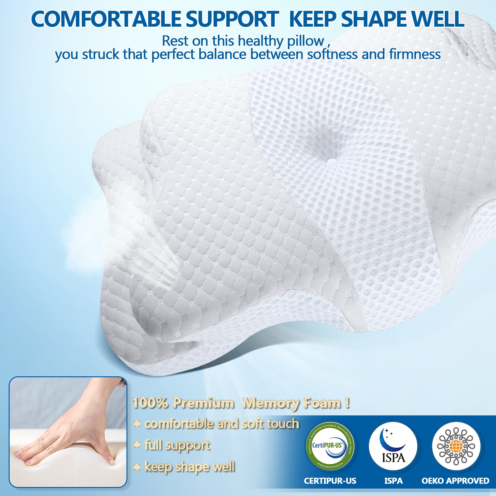 CHxxy memory foam pillow has a removable cover for easy cleaning.