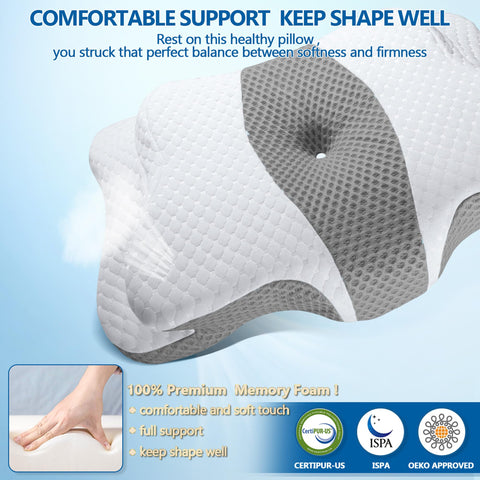 CHxxy memory foam pillow removable pillowcase for easy cleaning.