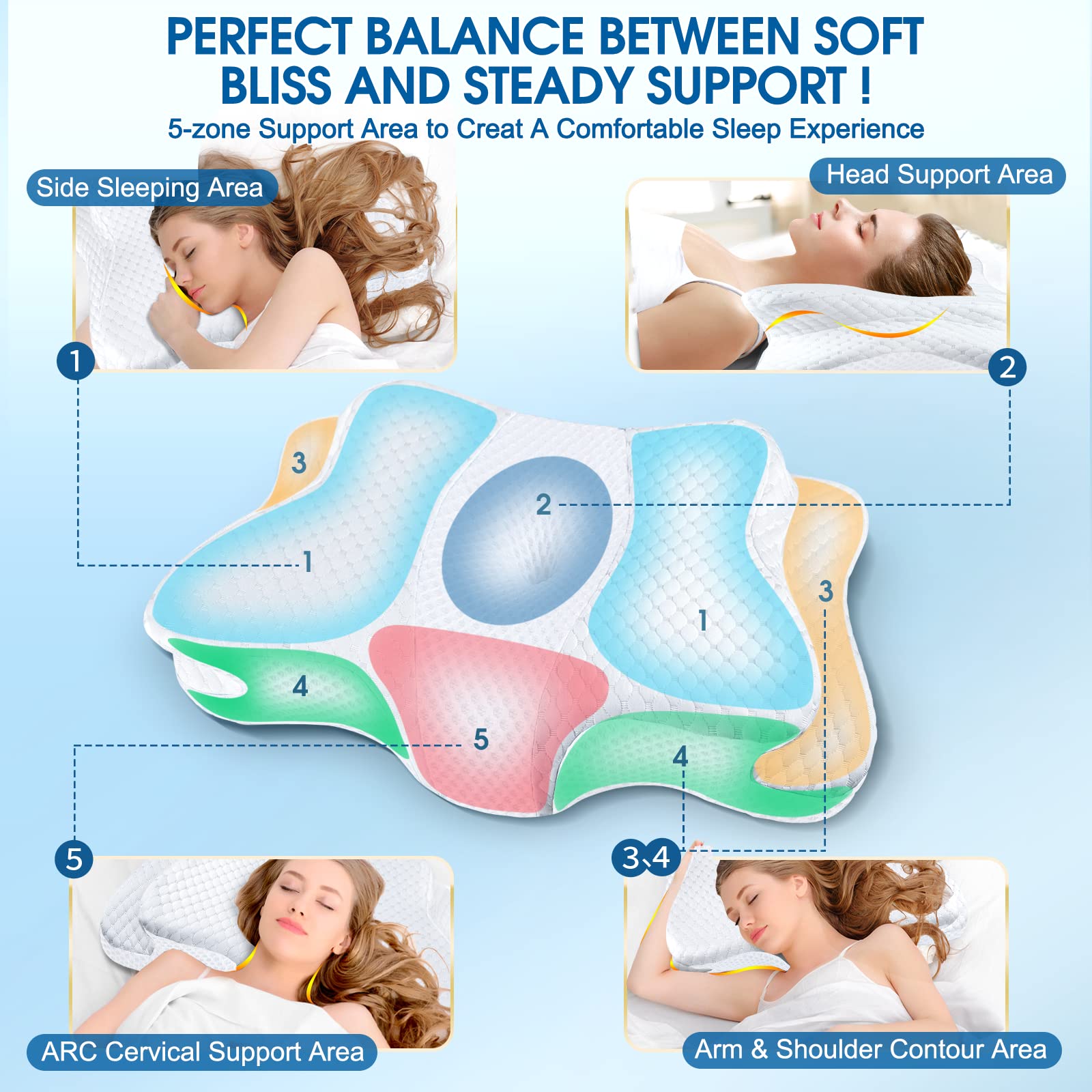 CHxxy memory foam pillow offers two height options for enhanced comfort.