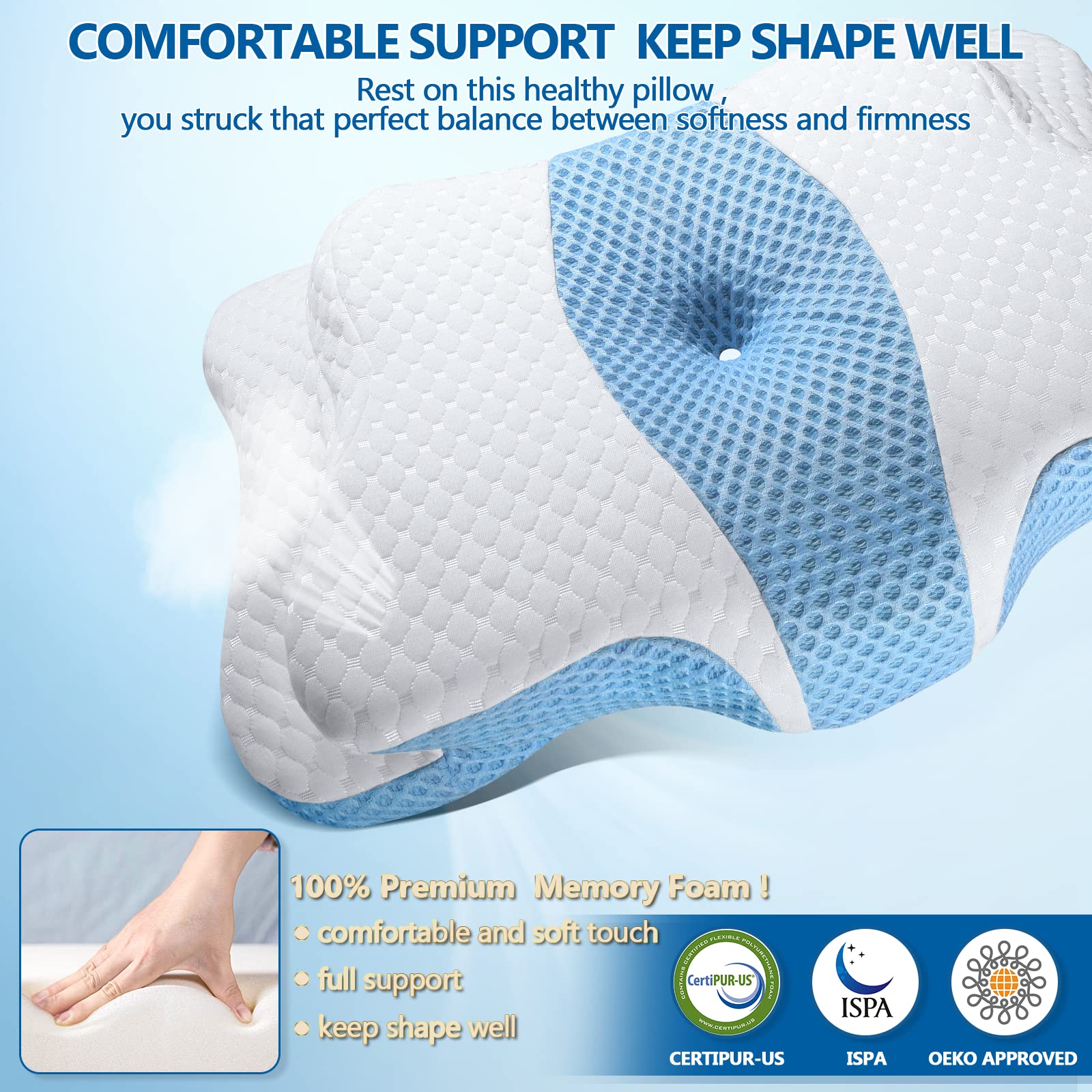 CHxxy Memory Foam Pillow removable cover for easy washing.