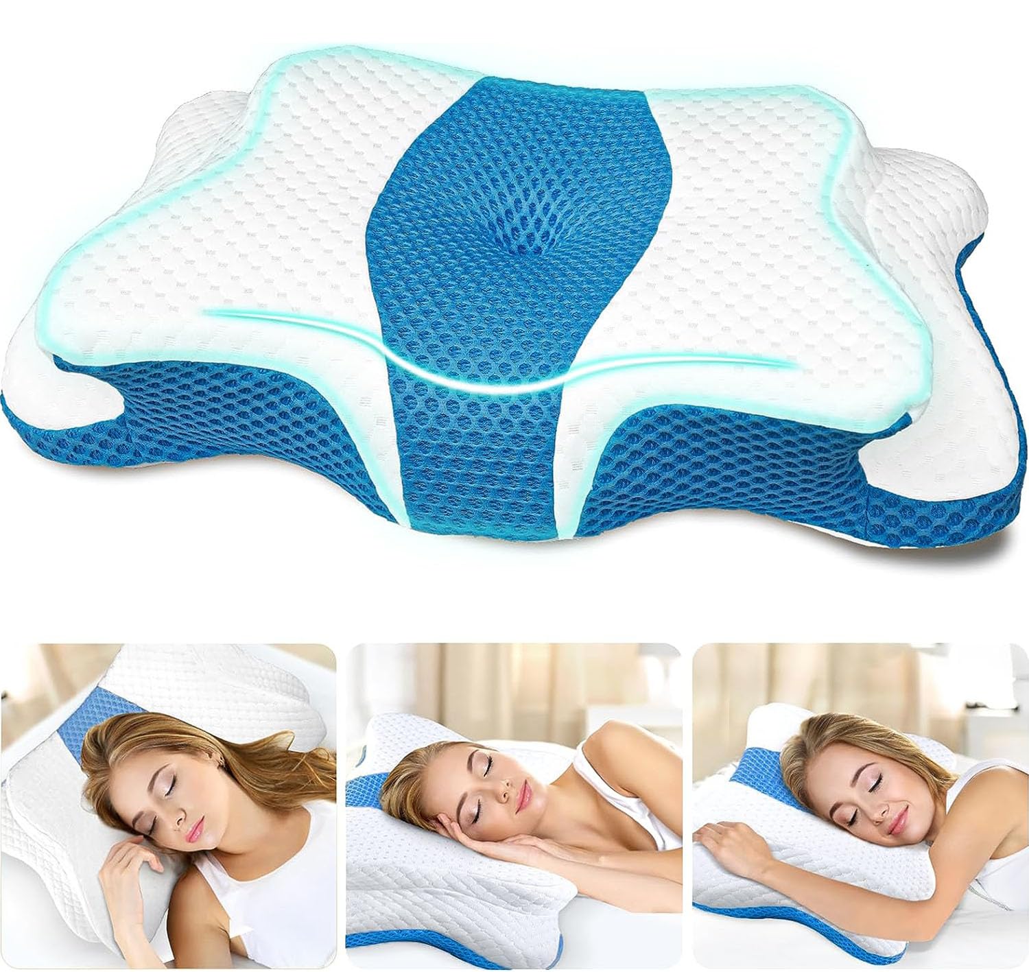 CHxxy packaging and queen size blue pillow visible for easy storage.