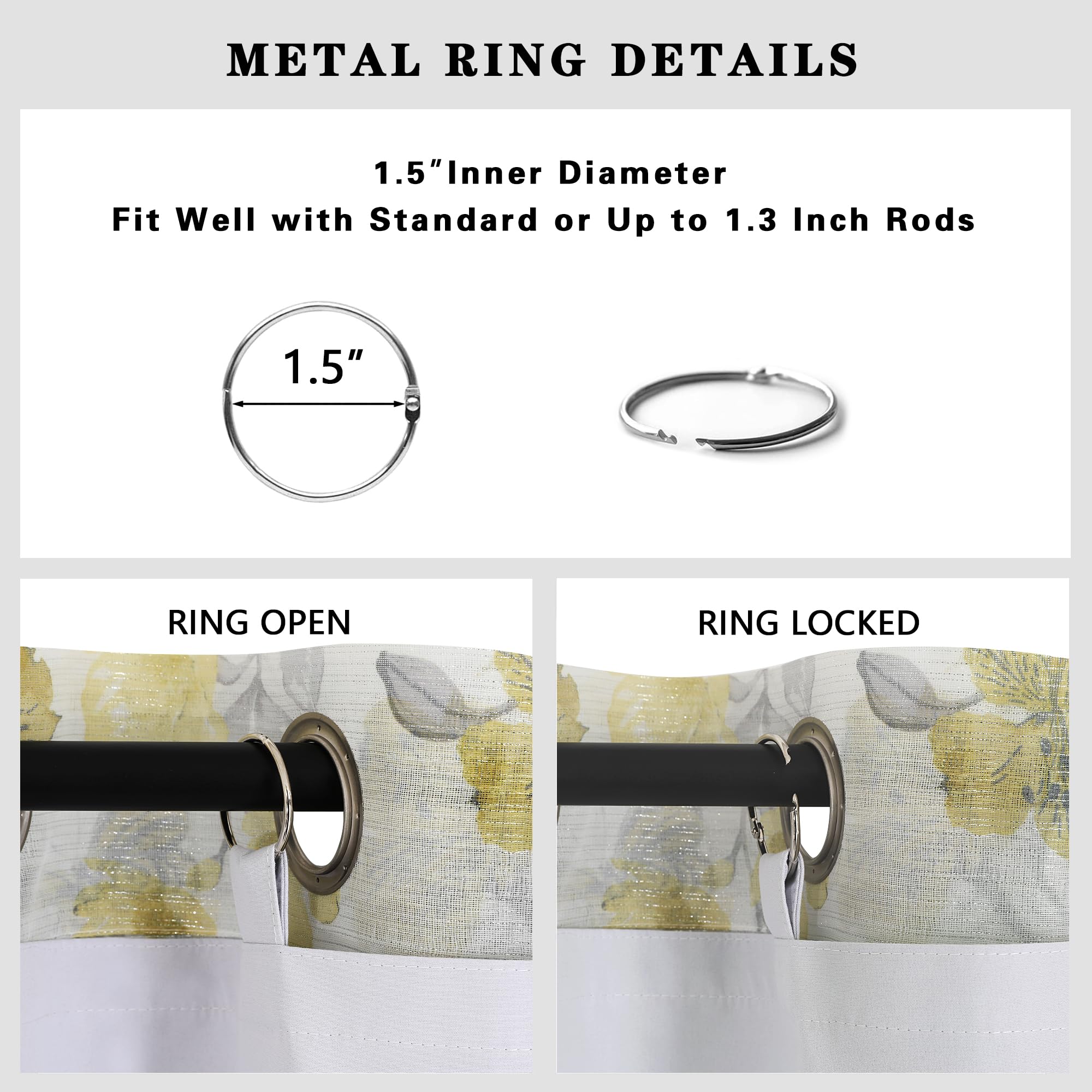 Chyhomenyc window blackout liner contents with 18 binder rings for mounting.