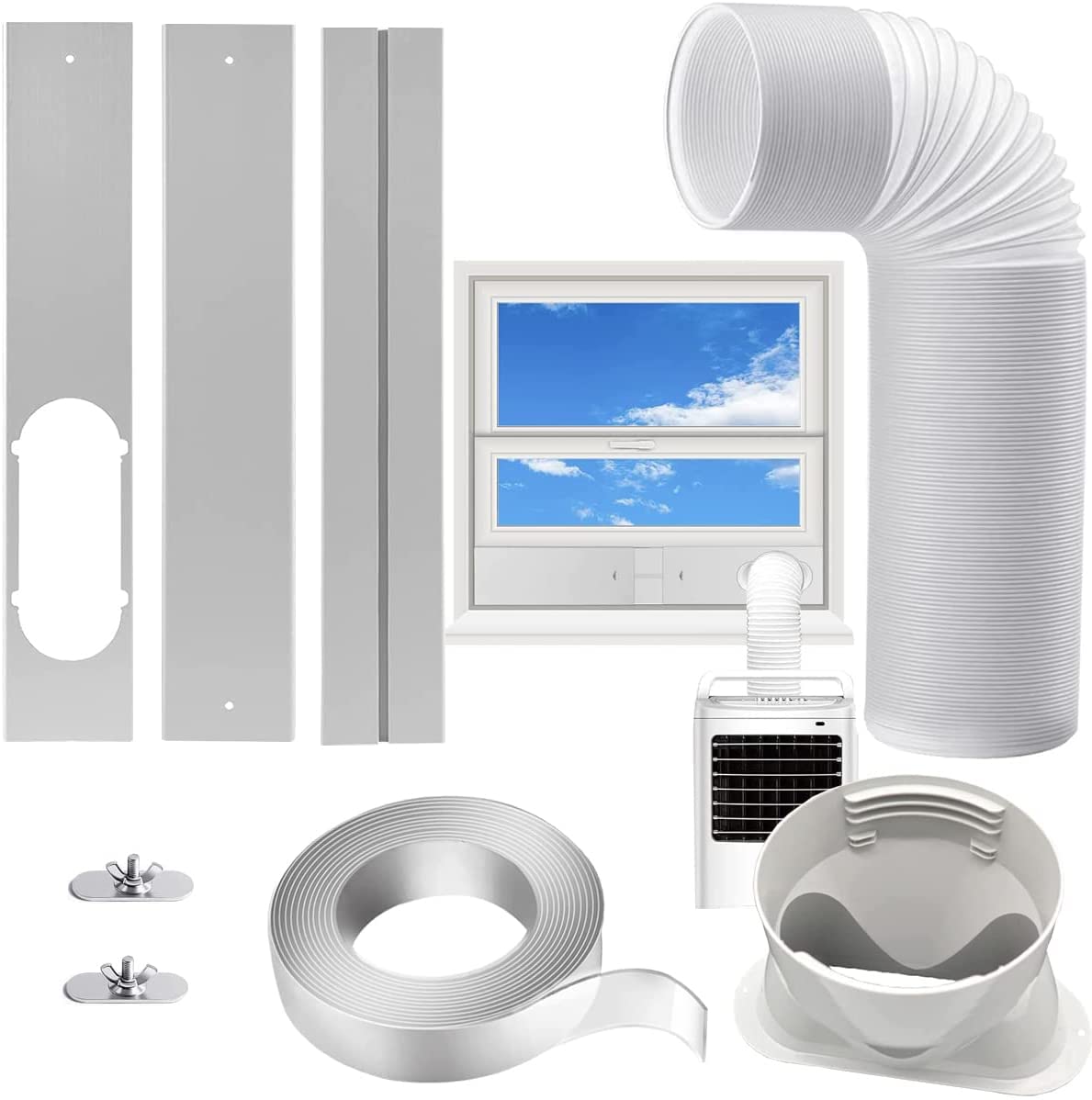 CIAIHUI window kit showing 5.1-inch hose for tight cooling setup