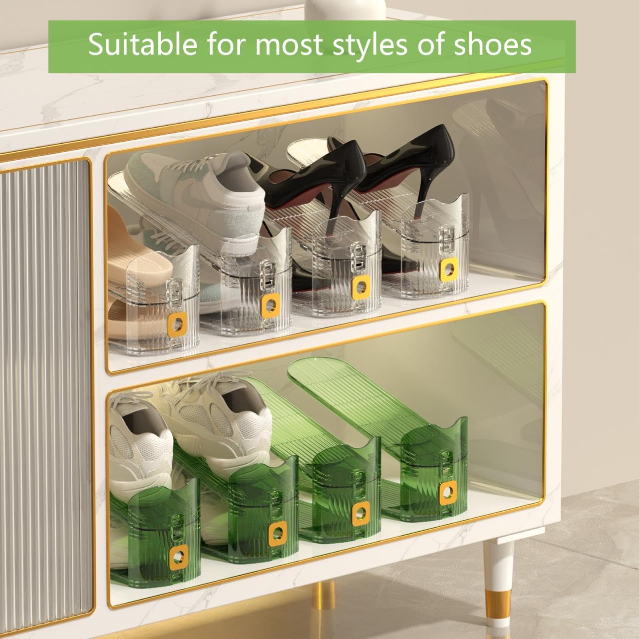 CiBiZi Clear Shoe Slots Organizers anti-slip surface prevents slips