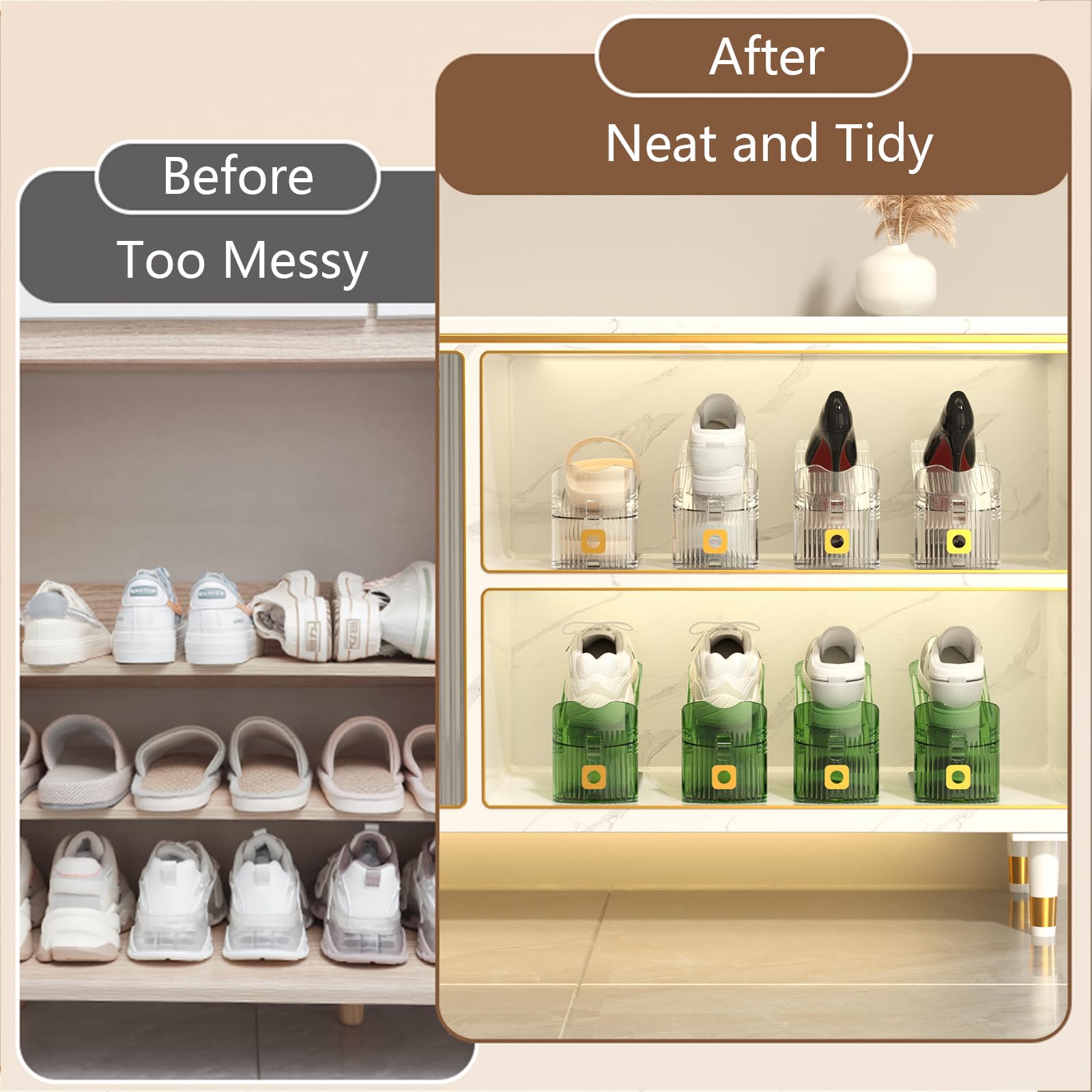 CiBiZi Clear Shoe Slots Organizers in bedroom closet keep shoes neat