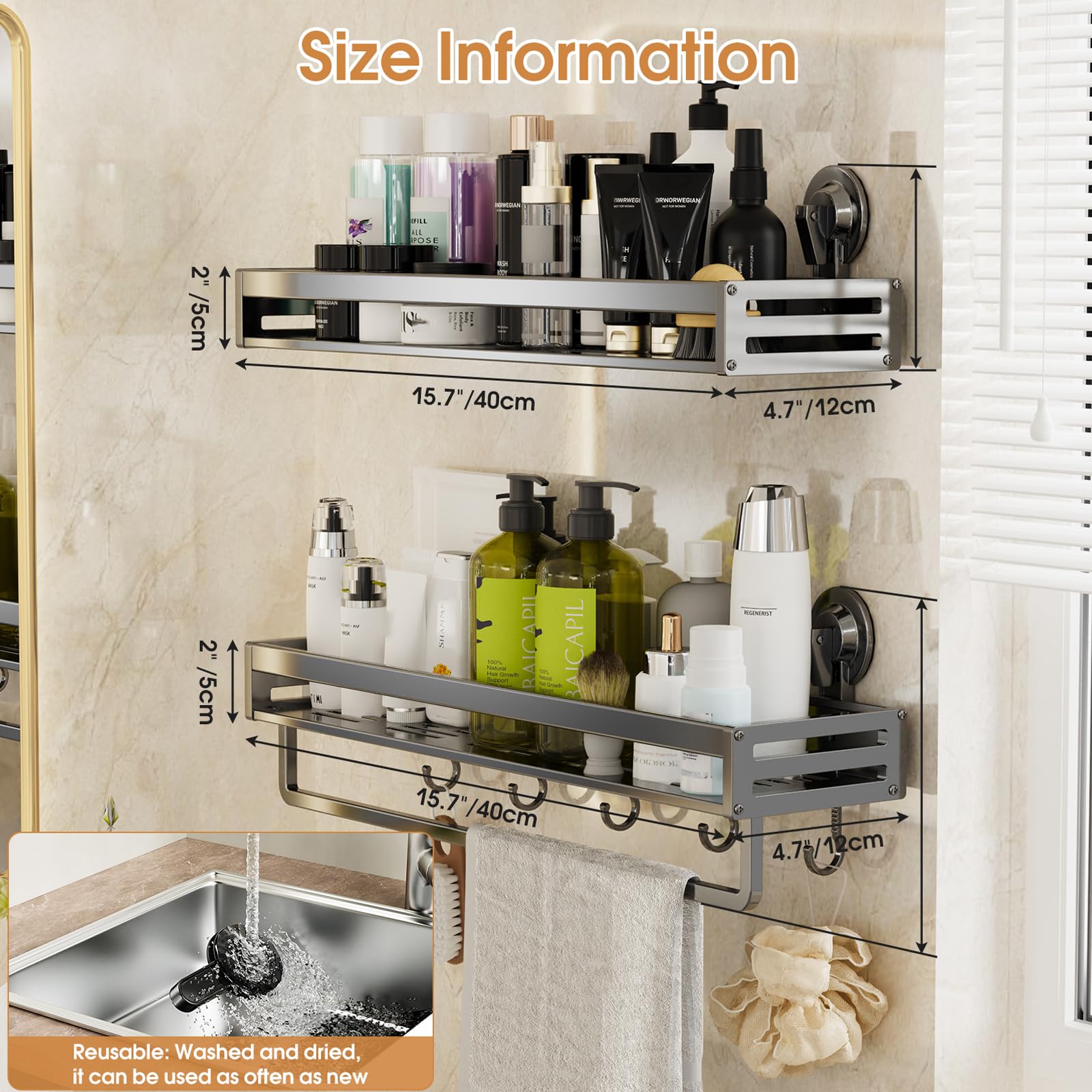 CIBOTIES five hooks keep razors and brushes within easy reach