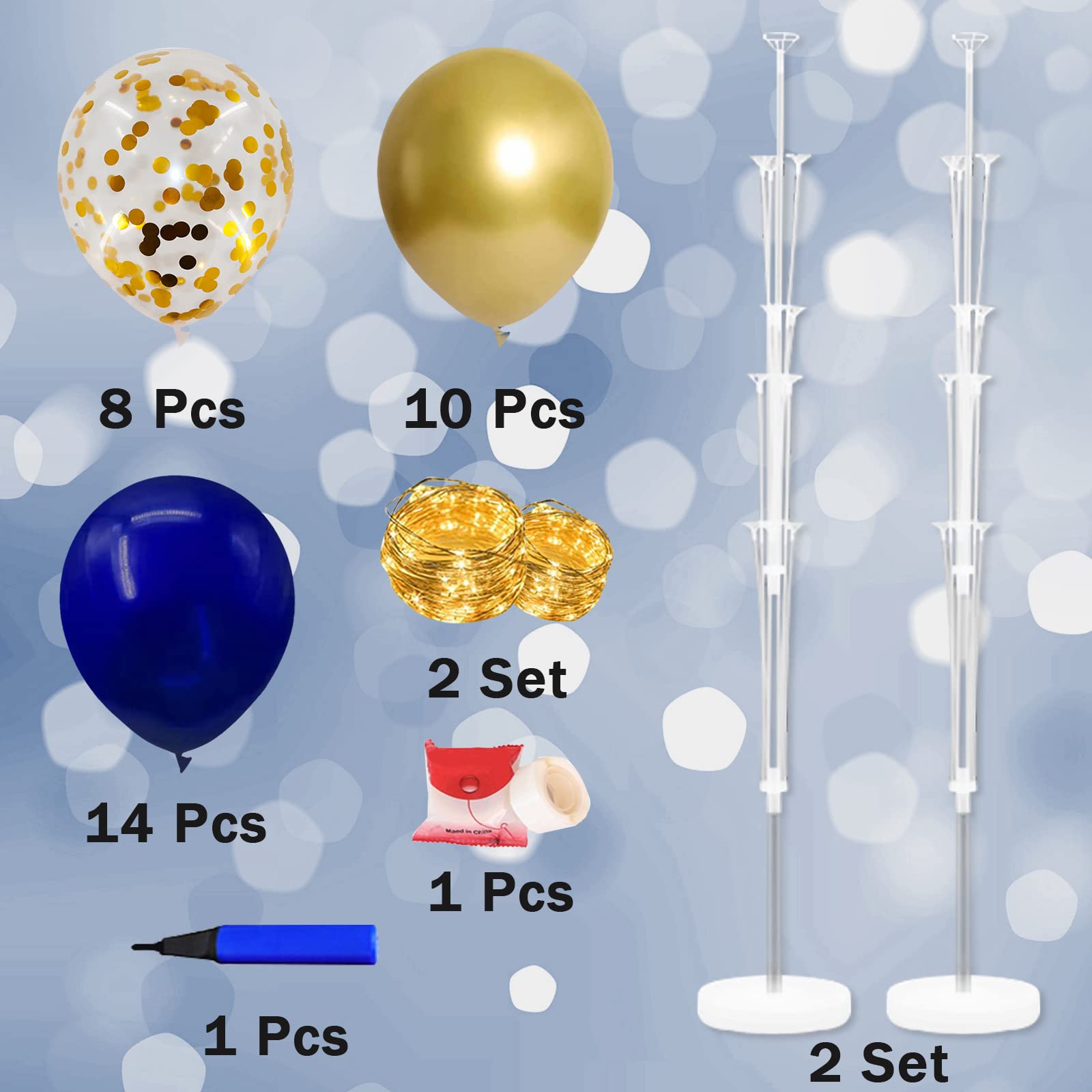 Cicicooie balloon stand with cups and sticks ready for assembly and display