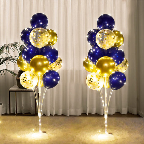 Cicicooie floor balloon stand kit with blue and gold, a bold centerpiece