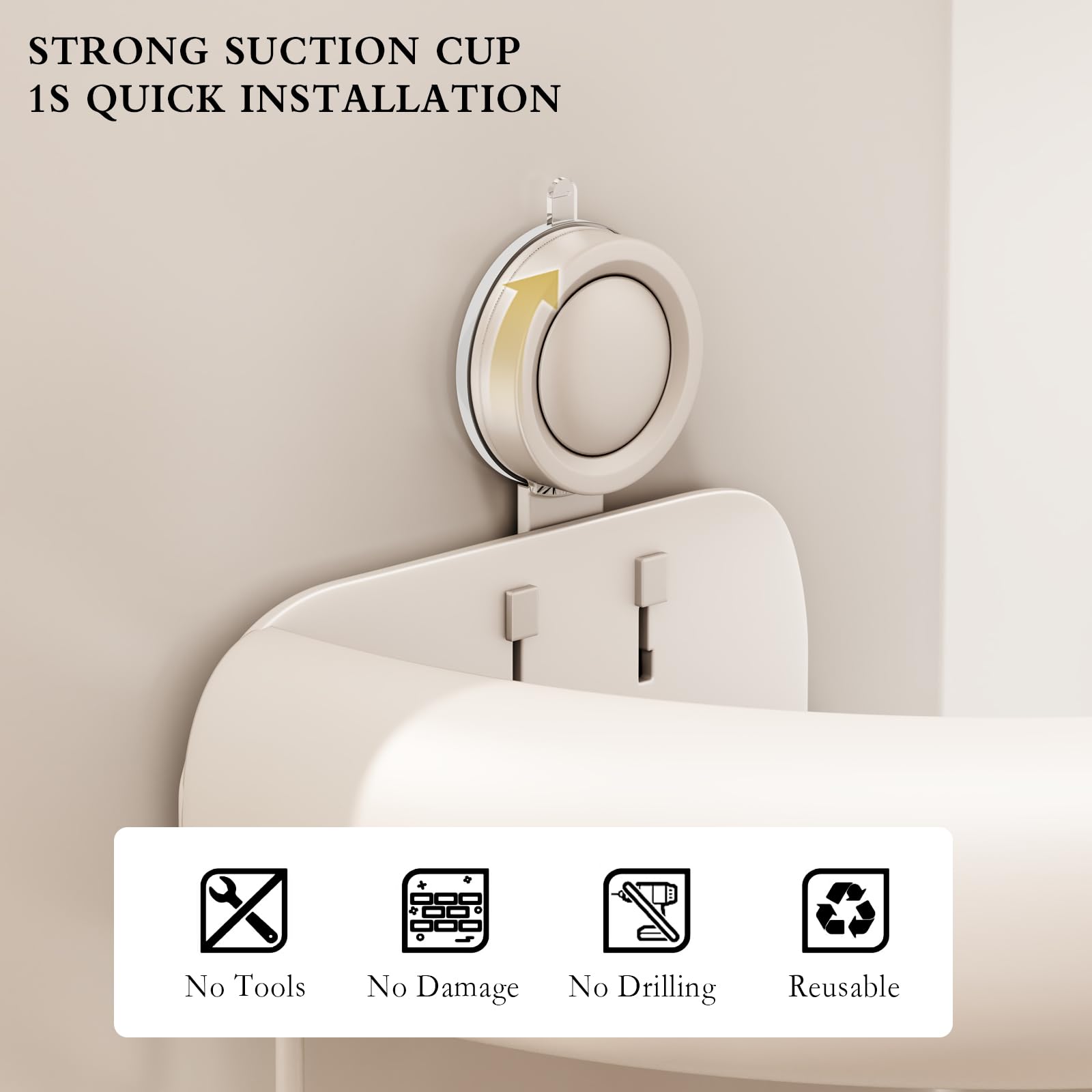 CICUFY triangle cream shower caddy close-up of rust-proof aluminum finish.
