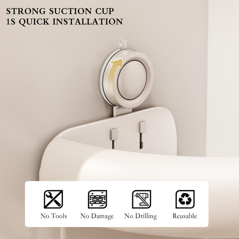 CICUFY triangle cream shower caddy close-up of rust-proof aluminum finish.