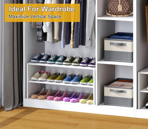 Cidaziya 2-tier white shoe rack living room keeps items neatly organized.