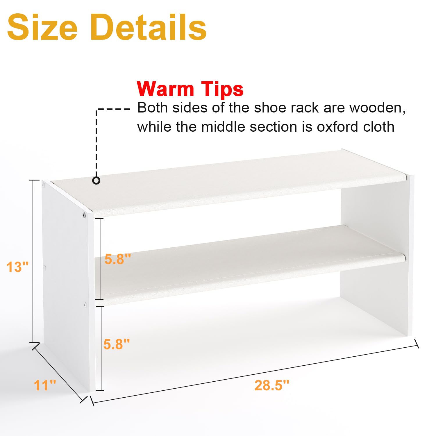 Cidaziya two tier shelf shows durable oxford fabric and engineered wood construction.