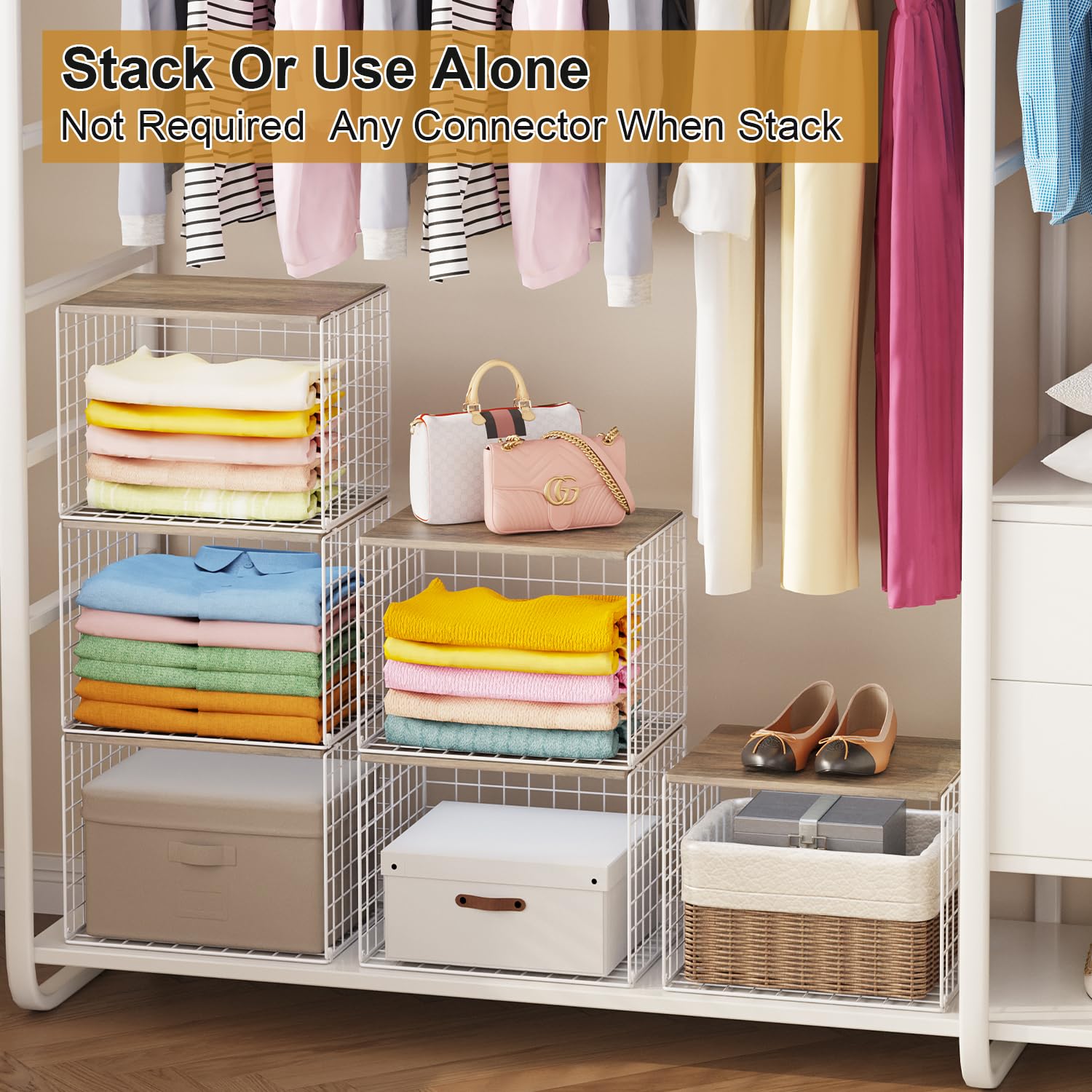 Cidaziya 6-pack closet organizers in black and light gray to complement decor.