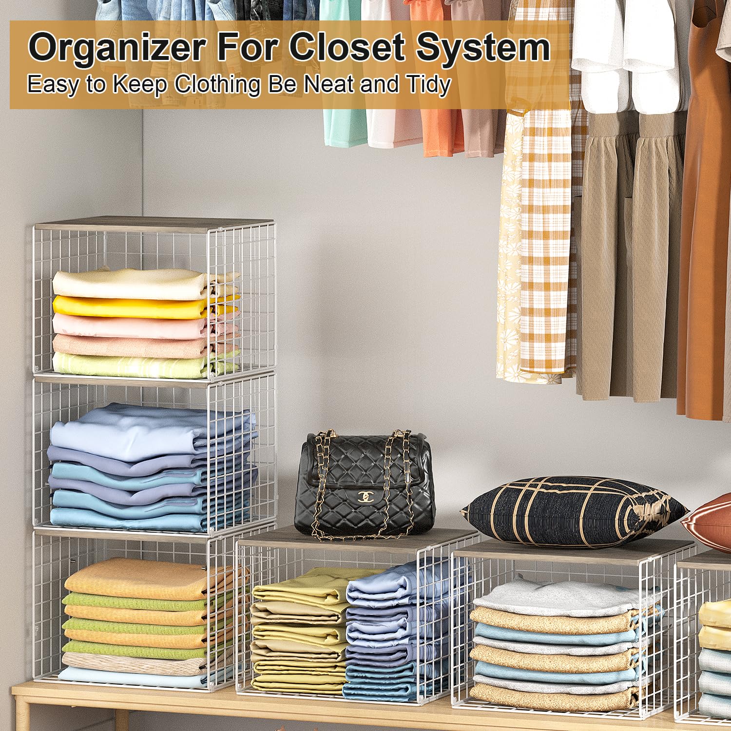 Cidaziya 6-pack closet organizers provide multi-use storage for clothes, books, or toys.