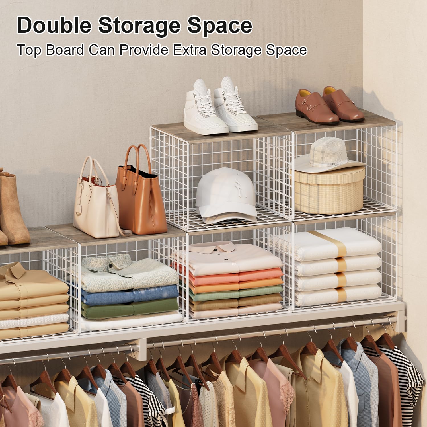 Cidaziya 6-pack closet organizers that are stackable to grow storage as needed.