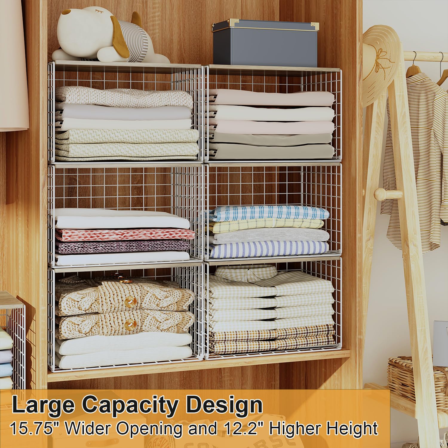 Cidaziya 6-pack closet organizers with sturdy metal frame for durable daily use.