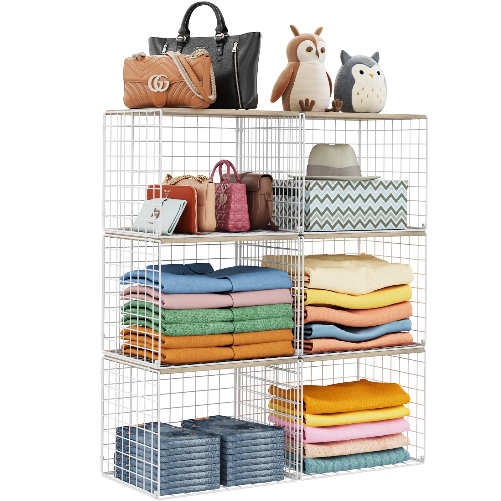 Cidaziya 6-pack closet organizers with widened opening for bulky sweaters and coats.