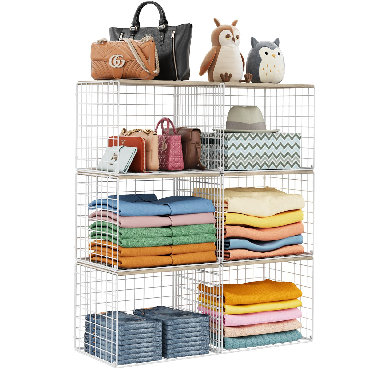 Cidaziya 6-pack closet organizers with widened opening for bulky sweaters and coats.