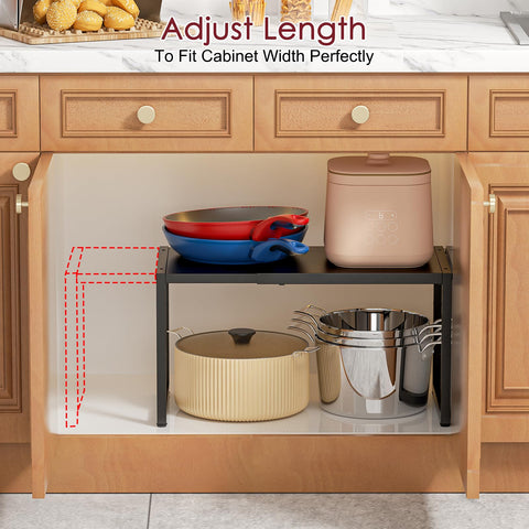 Cidaziya expandable shelf doubles as a microwave stand or snack shelf