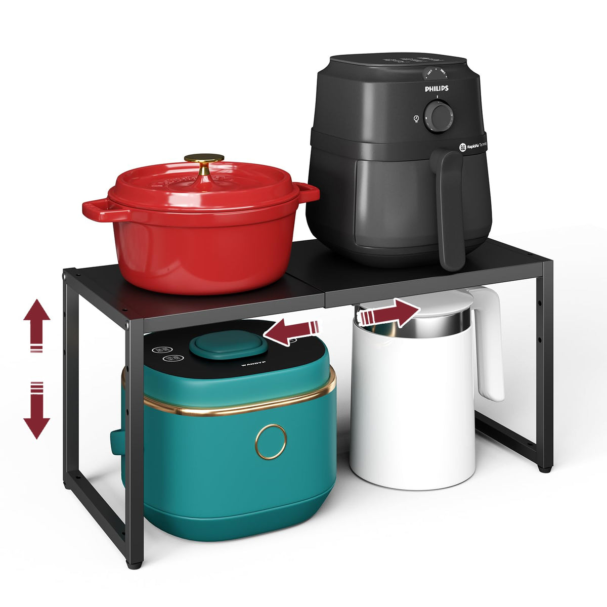 Cidaziya expandable kitchen storage shelves extended for adjustable under cabinet storage