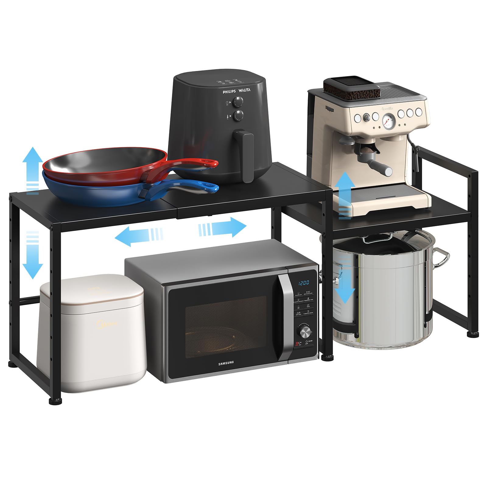 Cidaziya expandable shelving showing adjustable length for flexible kitchen or garage setups