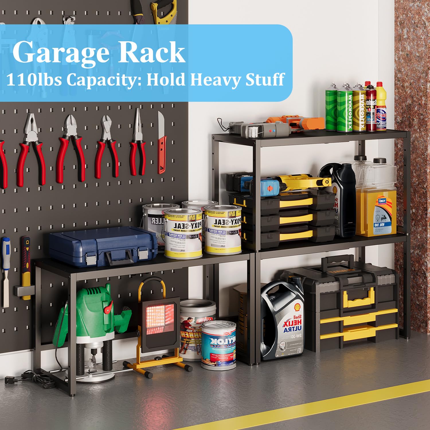 Cidaziya garage closet shelving used for tools and supplies