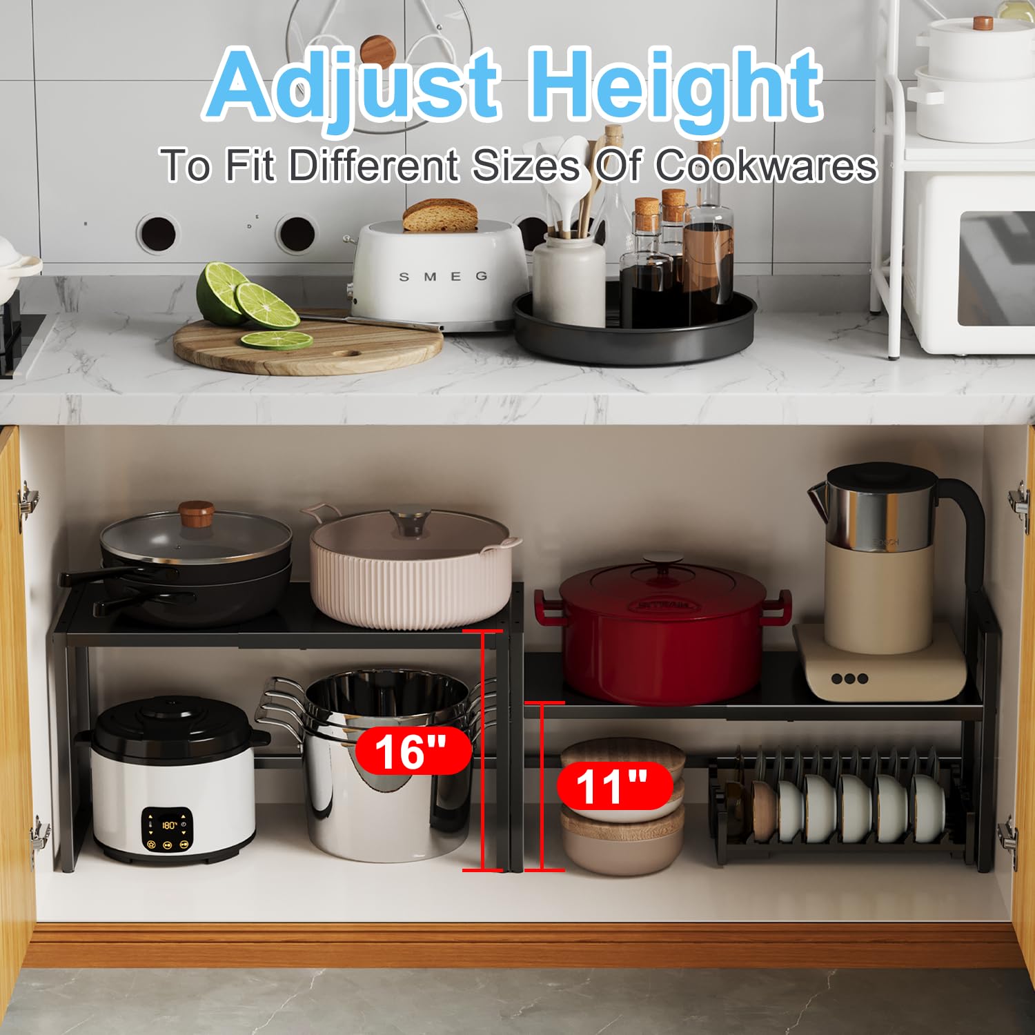 Cidaziya kitchen pots and pans storage on a sturdy shelf