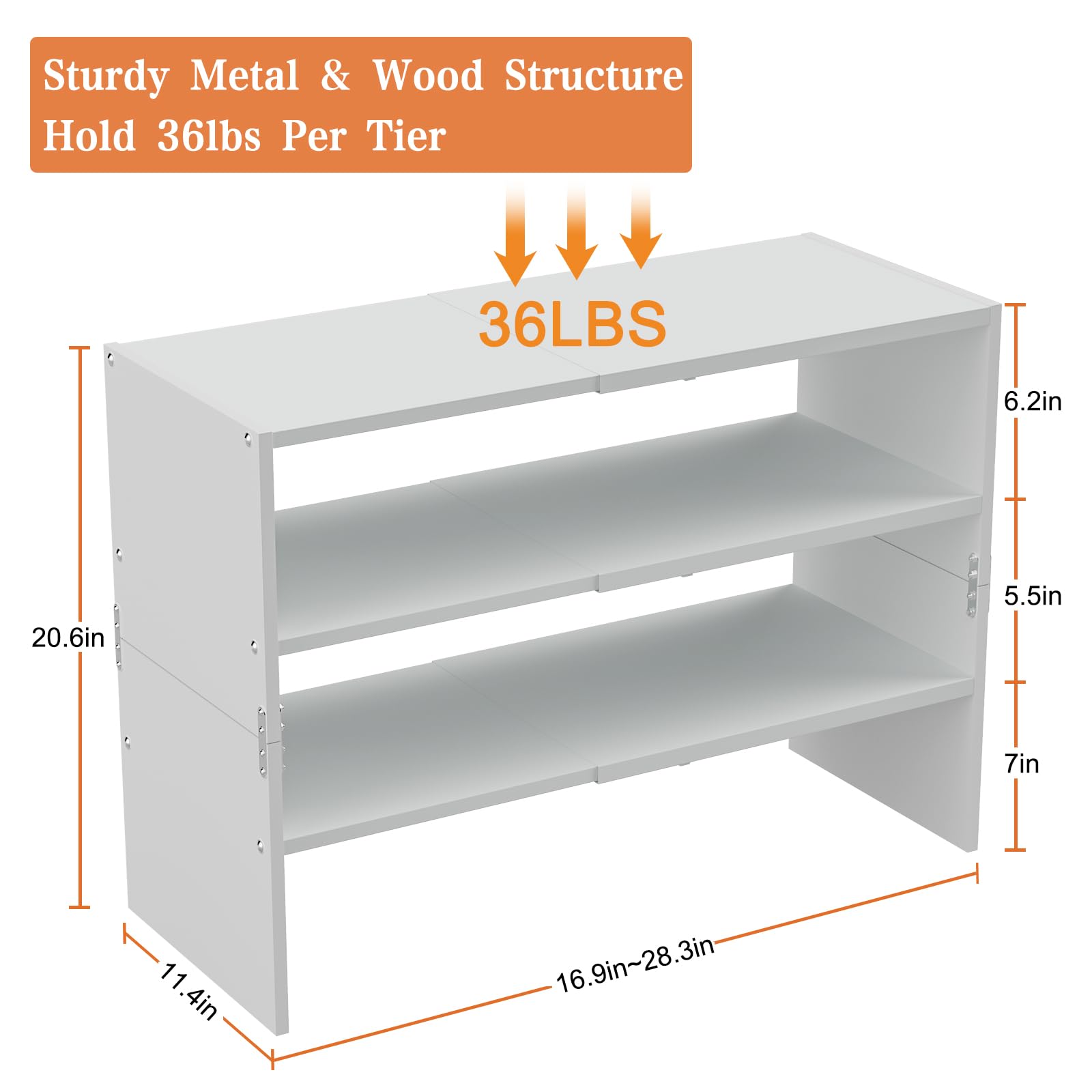 Cidaziya metal wood hybrid shelves hold 8 to 16 pairs of shoes