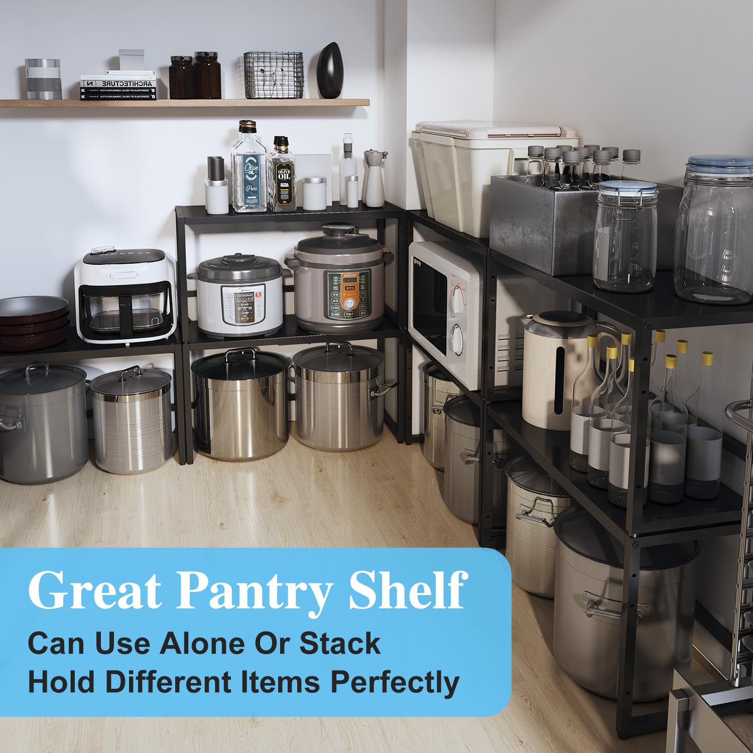 Cidaziya pantry shelf organizer holding bulk items