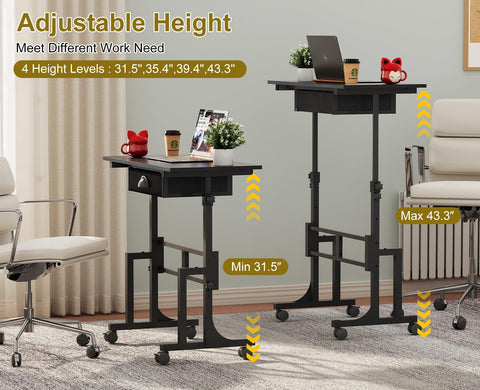 Cidaziya rolling desk with lockable casters enables flexible, mobile workspaces.